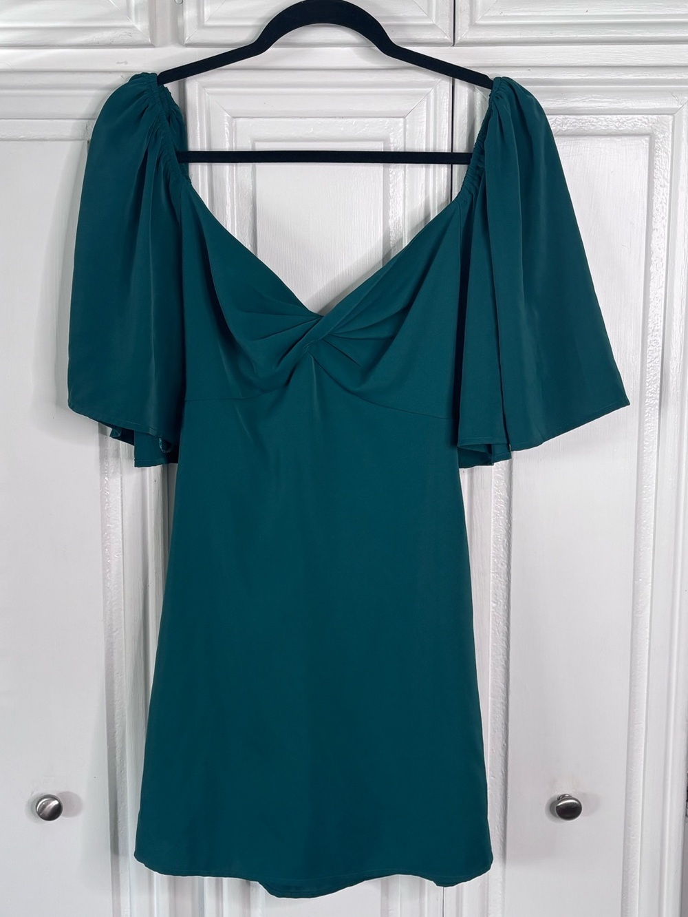 Abercrombie & Fitch Teal Puff-Sleeve Mini Dress